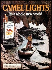1984 Camel Lights Cigarettes Vintage Print Ad Zodiac Boat Rocky Shore Wall Art