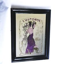 1970s Unusual & Scarce Large 20" x 15"  Mucha Style Wall Mirror -  L' Automne