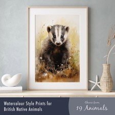 Watercolour Prints of British Wildlife – Native Animal Wall Art Posters