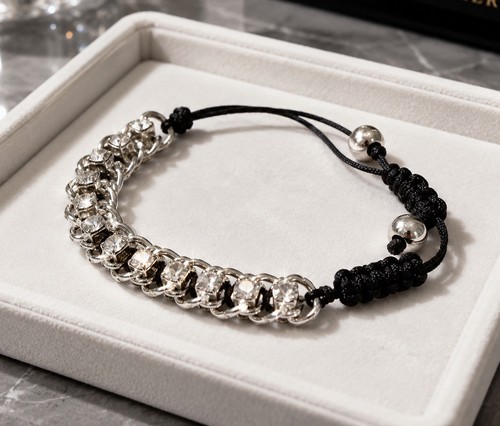 Silver tone rhinestone - silver, chain