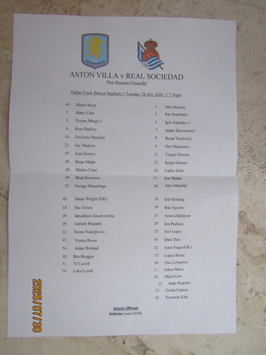 Aston villa real sociedad - aston, v