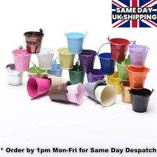 FIVE Favour BUCKETS Mini Metal pots pails tins - 5.4cm - wedding herb sweet tree