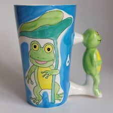 THAI CERAMIC COMPANY - Frog Hand Painted Blue/Green Ceramic Coffee Tea Mug Cup