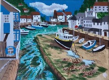 Original acrylic painting of Polperro on stretched canvas 9” x 12”