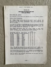 Barcrest Viva Las Vegas Fruit Machine Information Sheet 1993