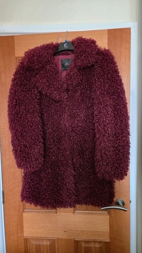 Zara teddy coat burgundy plush - zara,