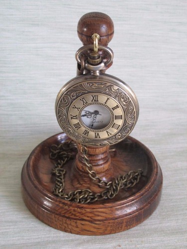 Pocket watch stand dark oak - pocket,