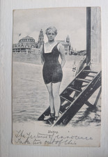 OLD POSTCARD WOMAN SWIMMING