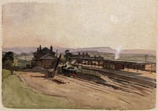 Berenger Benger (1868-1935) - Watercolour Painting - Railway Station Landscape