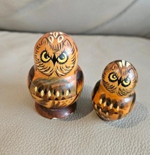 Owl Figurines Wooden Hand