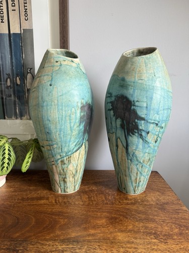 Pair large studio pottery - of,