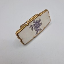 Stratton Lipstick Holder Mirror Ring Blue White Rose Vintage