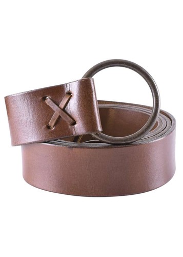 Brown medieval leather belt - leather,