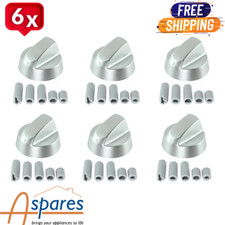 6 x DELONGHI  Silver Grey Oven Cooker Hob Control Knob Switch + 5 Adaptor Kit