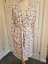 TU Sleepwear - Ivory, Orange & Black Floral Print, Belted Dressing Gown - Size S