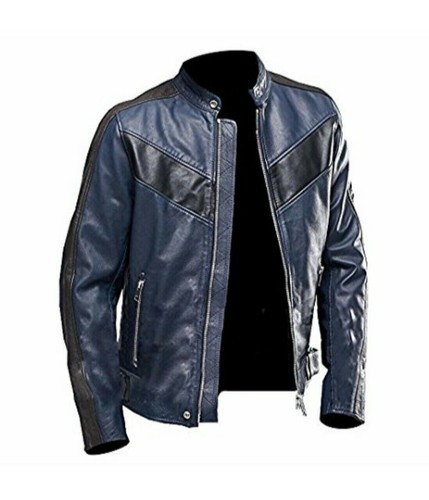 Men real leather navy blue - leather,