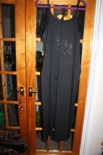 LADIES CHRISTMAS SPARKLE JUMPSUIT / DUNGAREES BLACK STRAPPY WITH GLITTER FABRIC
