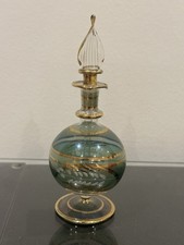 Hand Blown Egyptian Glass Perfume Bottle – 24k Gold Gilded, Vintage