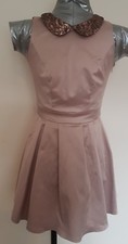 Ladies / Girls size 8 Red Herring gold dress with Sequinned collar VGC