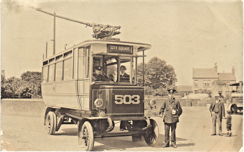 Leeds trackless trolley bus - leeds.,
