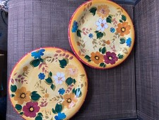 2 Oneida Kitchen Sunset Bouquet 10 3/4" Dinner Plates Hand Painted Floral