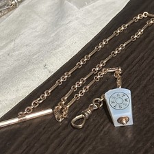Antique Masonic HTWSSTKS Rose Gold Fill Watch Fob Chalcedony SBC GF Watch Chain