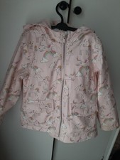 Marks and Spencer Girls Coat Size 4-5 Years Pink Unicorn Fleece Lined