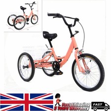 16 Inch Tricycle 3 Wheel Children Trike​ Single Speed Bike w/ Shopping Basket UK