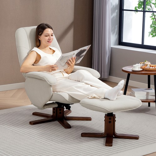 Linen swivel recliner chair - swivel,