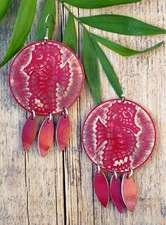 Earrings Seahorse Maroon Statement Handmade Dried Gourd Oaxaca Mexican Folk Art