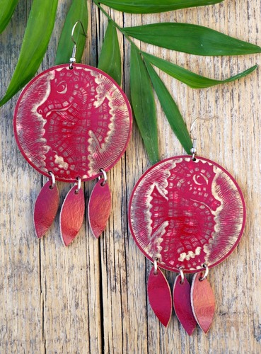 Earrings seahorse maroon - earrings,