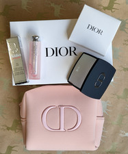 Dior Gift Set Pink Cosmetic Bag Black Compact Mirror Lip Balm Pink 001 VIP Gift