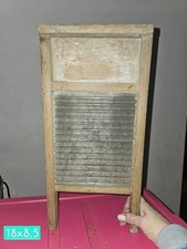 Antique Wooden Washboard w/ Glass Scrub Surface 18x8.5 Primitive Decor