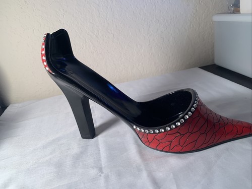Red high heel diamond studded - red,