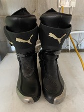 Rare PUMA Motorcycle Boots Black Leather Size UK 9 EU 43