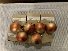 John Lewis 6 Glass Christmas Bloomsbury Ombré Glitter Baubles Boxed BNIB