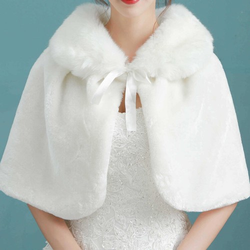 Women faux fur shawl party - faux,