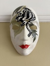 Vintage Papier Mache female frog face Mask Hand Painted masquerade Wall Decor