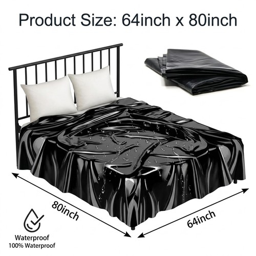 Black wetlook pvc - black, bed