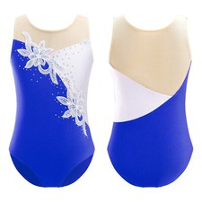 UK Girl Sparkly Sequins Sleeveless Ballet Athletic Sports Dance Bodysuit Unitard