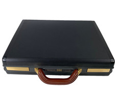 Samsonite Hardshell Briefcase Leather Handle Combination Lock Case Black Gold