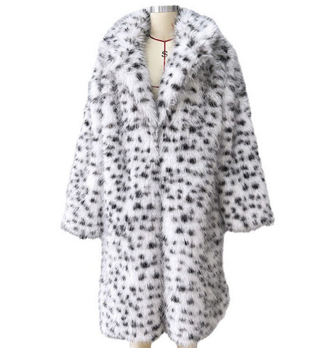 Women faux fur leopard - fur, long