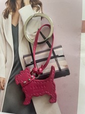 Radley Pink Leather Dog Tag / Key Ring / Bag Charm