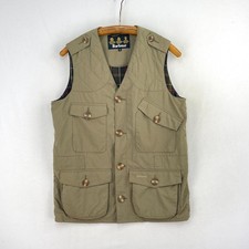 Barbour Explorer Gilet Mens Small Beige Brown Khaki Utility Cargo Shooting Vest