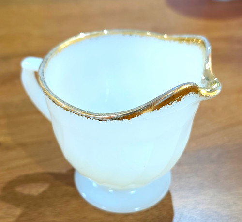 White milk glass - glass, creamer