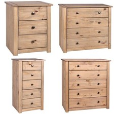 Panama Drawer Chest Solid Pine Natural Wax Wood Bedroom Storage Furniture Unit