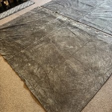 Pair of hand made faux suede grey curtains from John Lewis