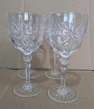 Set of 4 Cut Glass Crystal Goblets Wine Glasses Vintage