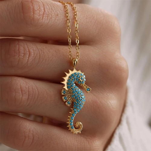 18k gold plated seahorse - gold,