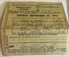 VTG 1960 Drivers License Card